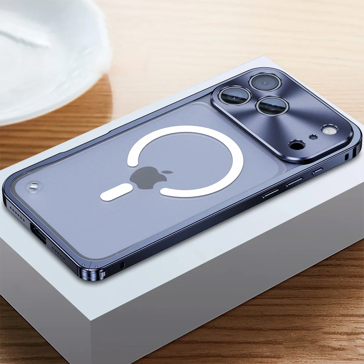 Metallisierte iPhone-Hülle mit Magnetring – stoßabsorbierender Rahmen, matte Rückseite, Telefonschutz | Sansoti
