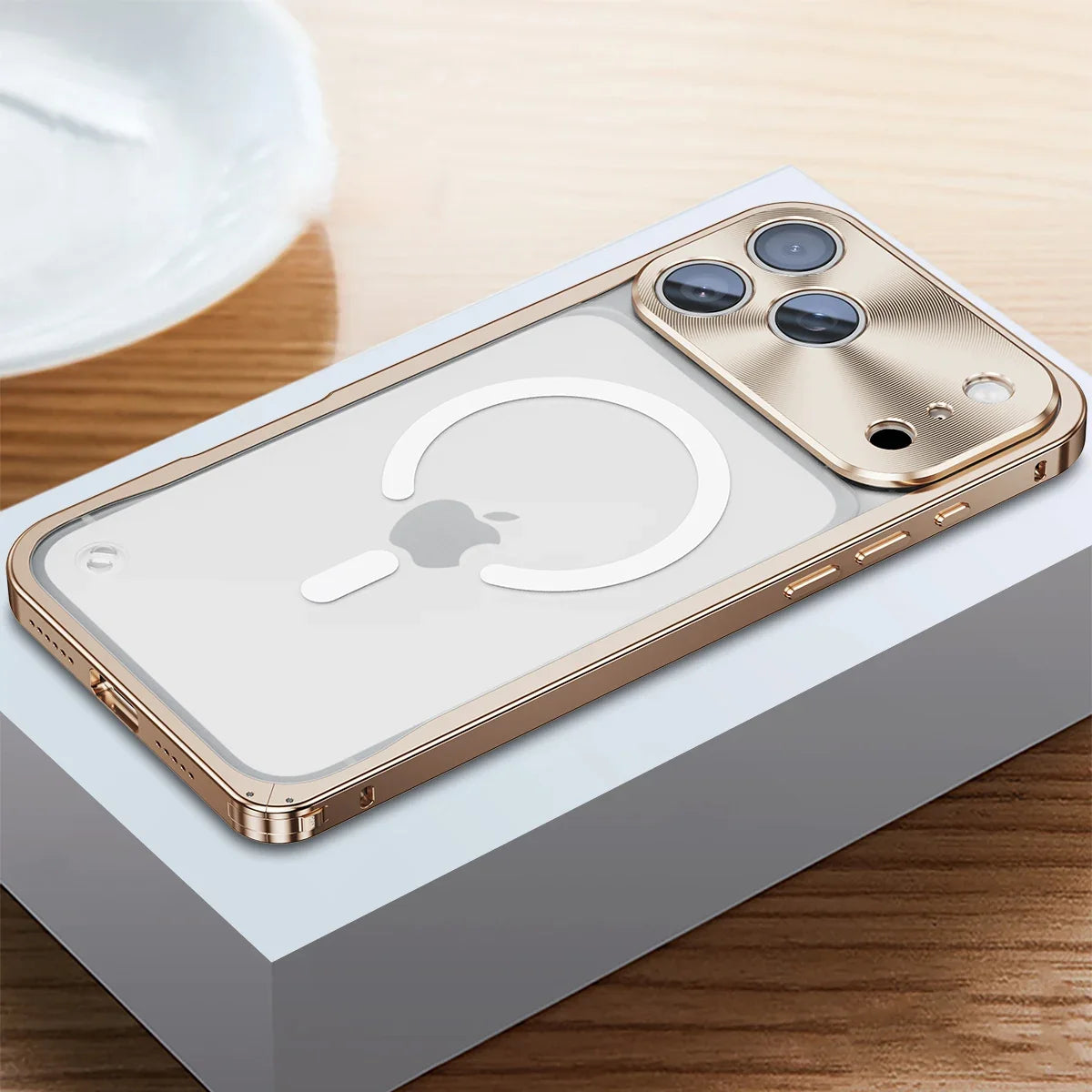 Metallisierte iPhone-Hülle mit Magnetring – stoßabsorbierender Rahmen, matte Rückseite, Telefonschutz | Sansoti