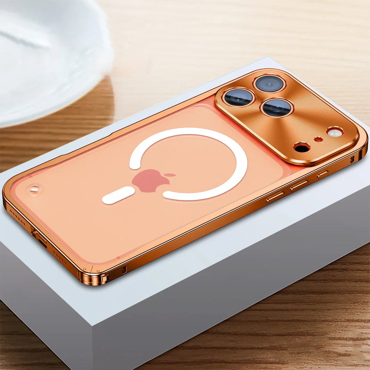 Metallisierte iPhone-Hülle mit Magnetring – stoßabsorbierender Rahmen, matte Rückseite, Telefonschutz | Sansoti