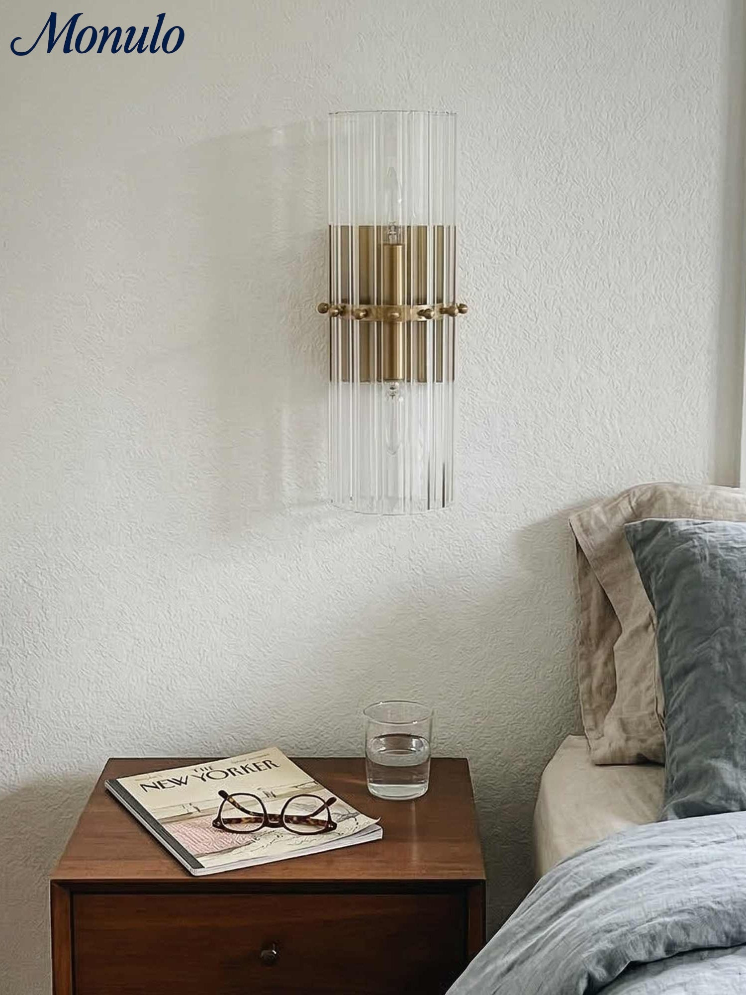 Kristallen Wandlamp met Dubbele Lichtbundel - Elegante Buitenlichtstrip voor Slaapkamer - Interieurverlichting met Glanzende Kristallen | Sansoti