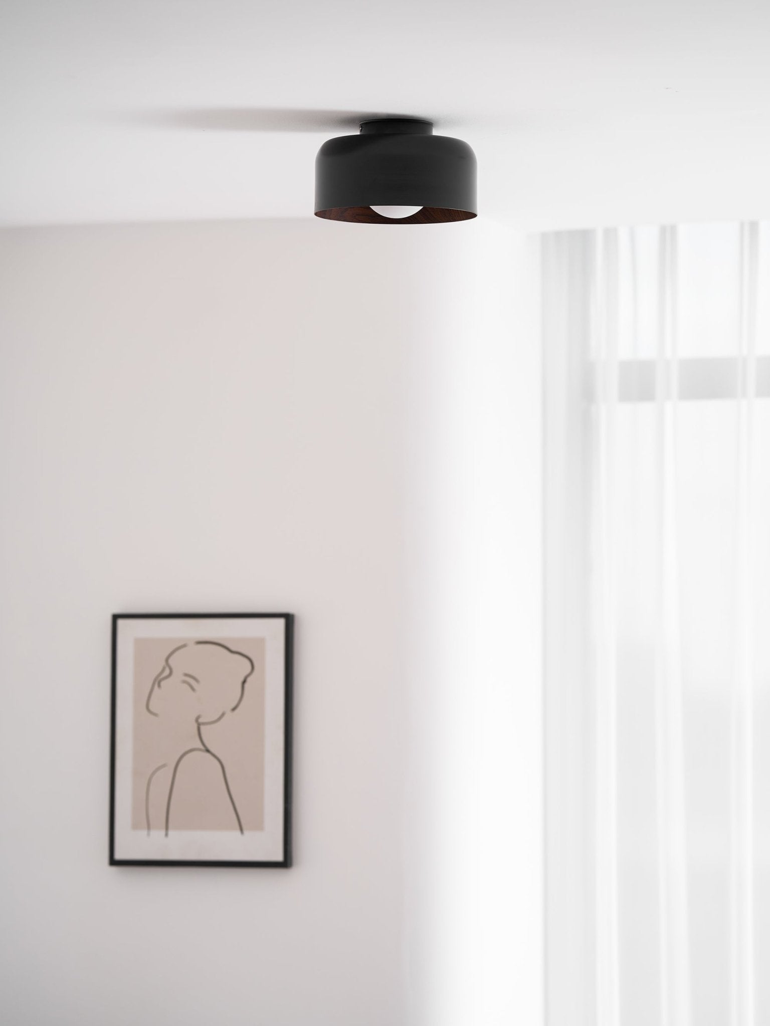 Ronde Plafondlamp met Houtnerf Interieur Glazen Bol ∅22 cm voor Hal Keuken Slaapkamer Wandmontage G9 Fitting | Sansoti