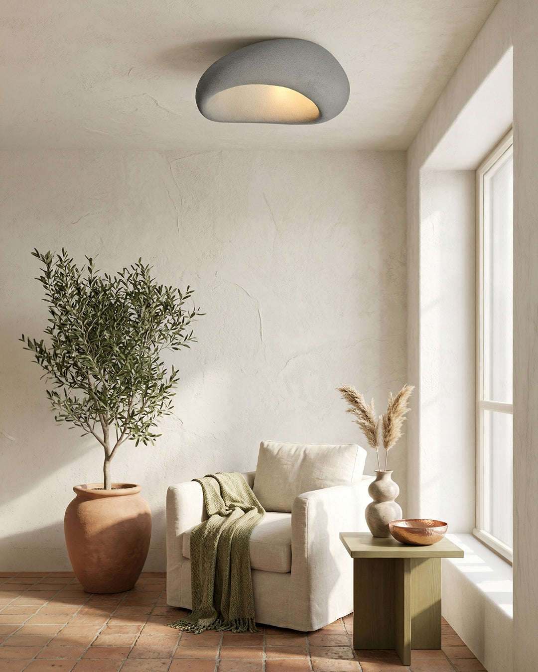 Plafondlamp Wabi Sabi Geïnspireerd – Metalen Lamp met Warme Verlichting – Voor Woonkamer Slaapkamer Eetkamer | Sansoti