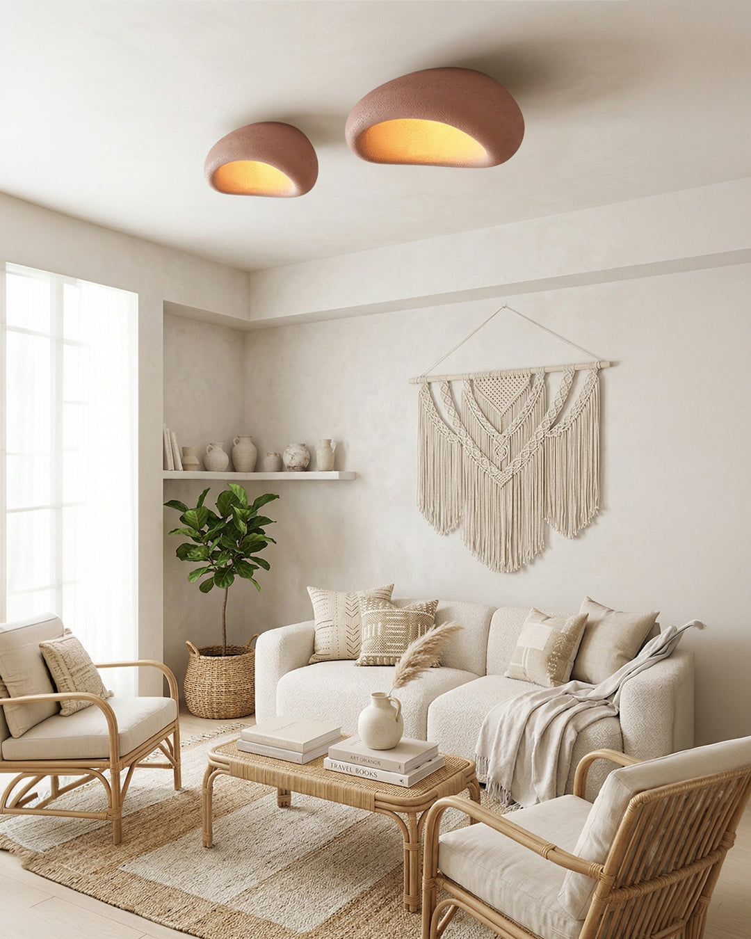Plafondlamp Wabi Sabi Geïnspireerd – Metalen Lamp met Warme Verlichting – Voor Woonkamer Slaapkamer Eetkamer | Sansoti
