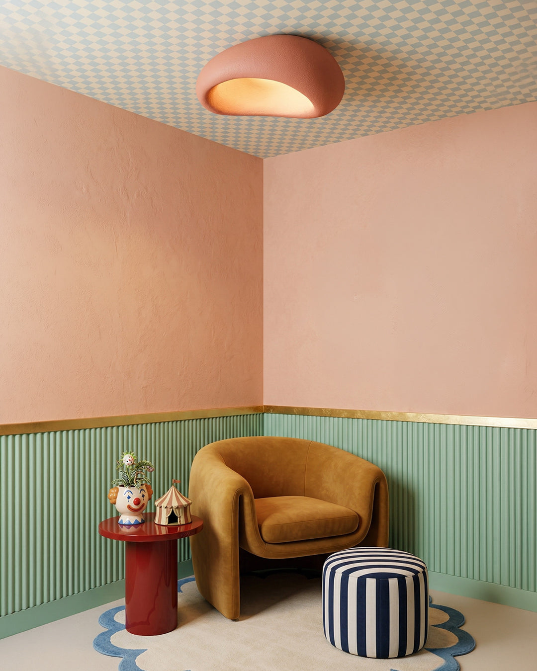 Plafondlamp Wabi Sabi Geïnspireerd – Metalen Lamp met Warme Verlichting – Voor Woonkamer Slaapkamer Eetkamer | Sansoti