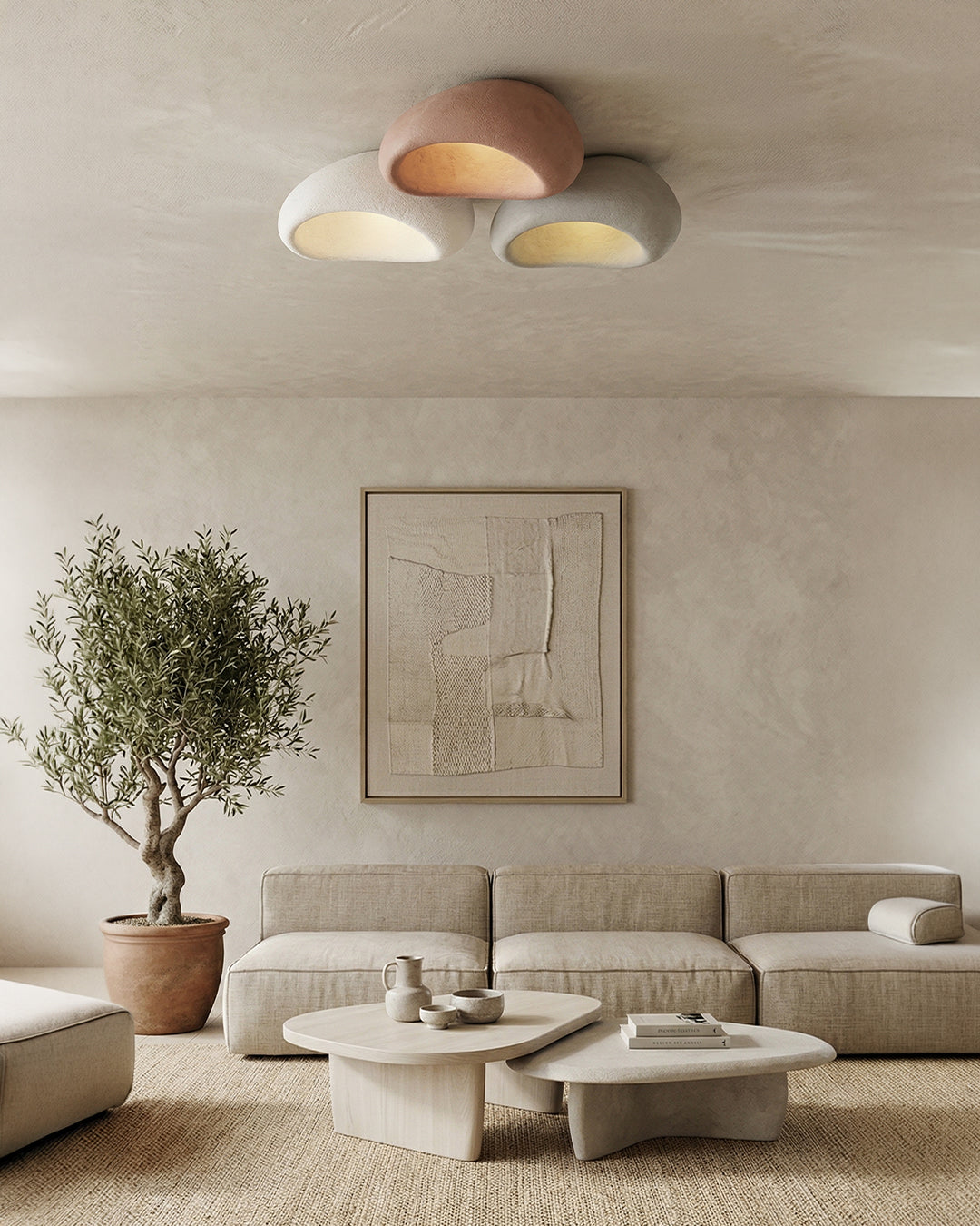 Plafondlamp Wabi Sabi Geïnspireerd – Metalen Lamp met Warme Verlichting – Voor Woonkamer Slaapkamer Eetkamer | Sansoti