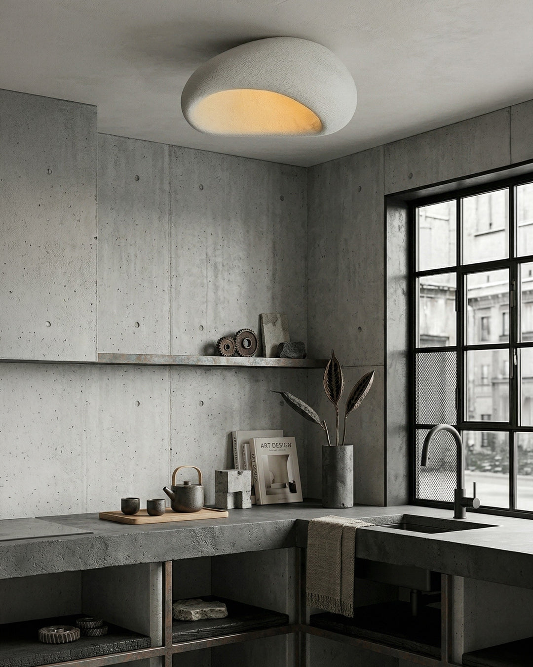 Plafondlamp Wabi Sabi Geïnspireerd – Metalen Lamp met Warme Verlichting – Voor Woonkamer Slaapkamer Eetkamer | Sansoti