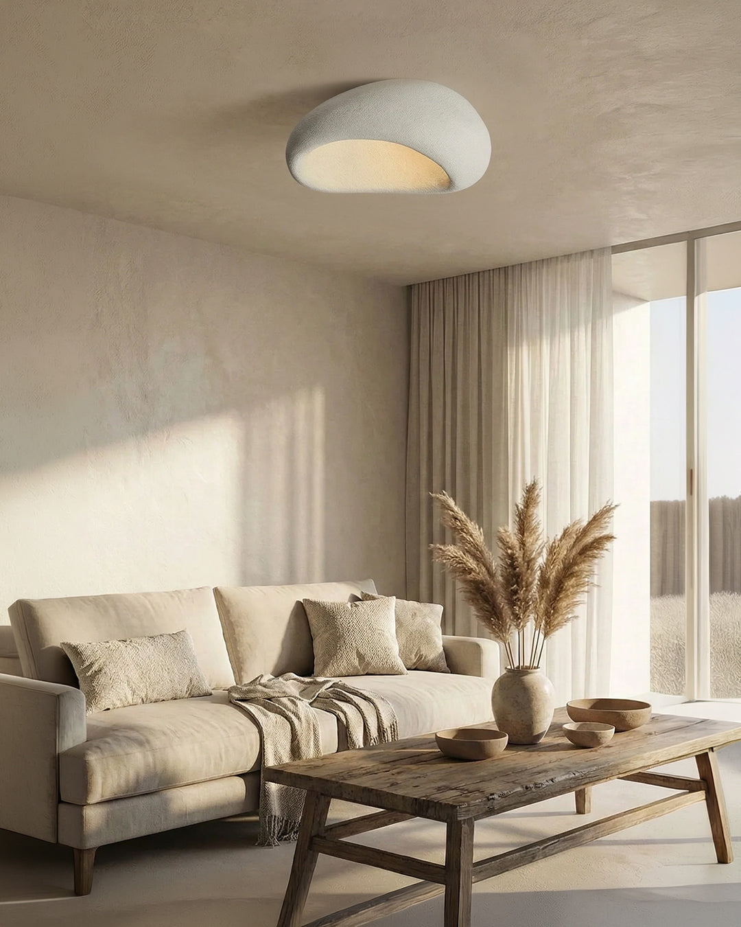 Plafondlamp Wabi Sabi Geïnspireerd – Metalen Lamp met Warme Verlichting – Voor Woonkamer Slaapkamer Eetkamer | Sansoti