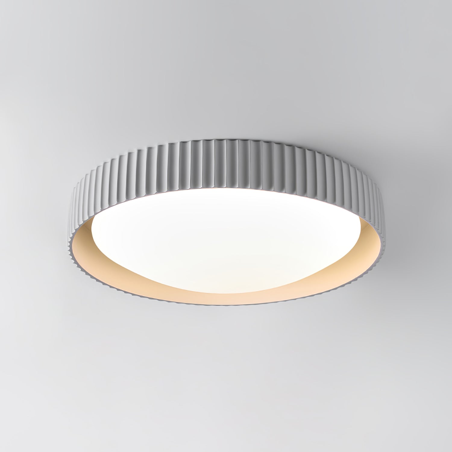 Moderne Plafondlamp Ribbed – Acryl Kap met Harsframe – Warm/Neutraal/Koel Licht – Ø46cm – Oranje, Grijs of Blauw | Sansoti