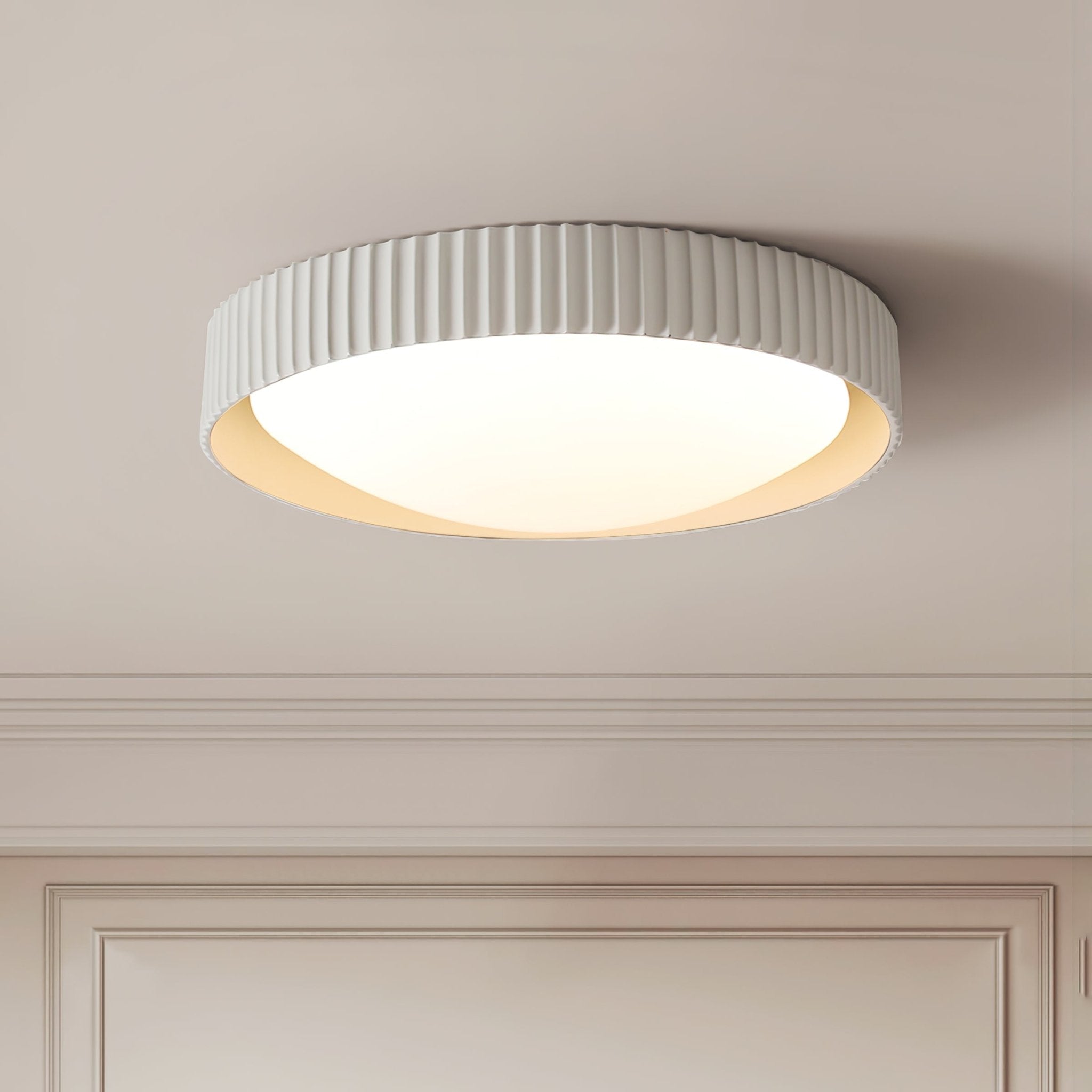 Moderne Plafondlamp Ribbed – Acryl Kap met Harsframe – Warm/Neutraal/Koel Licht – Ø46cm – Oranje, Grijs of Blauw | Sansoti