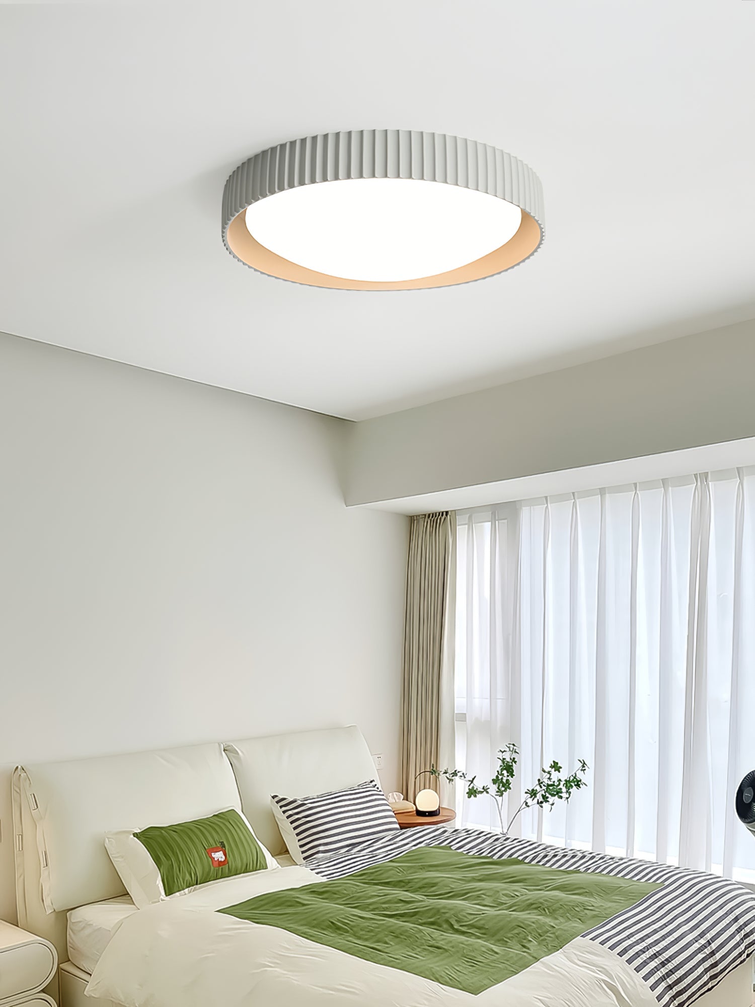 Moderne Plafondlamp Ribbed – Acryl Kap met Harsframe – Warm/Neutraal/Koel Licht – Ø46cm – Oranje, Grijs of Blauw | Sansoti