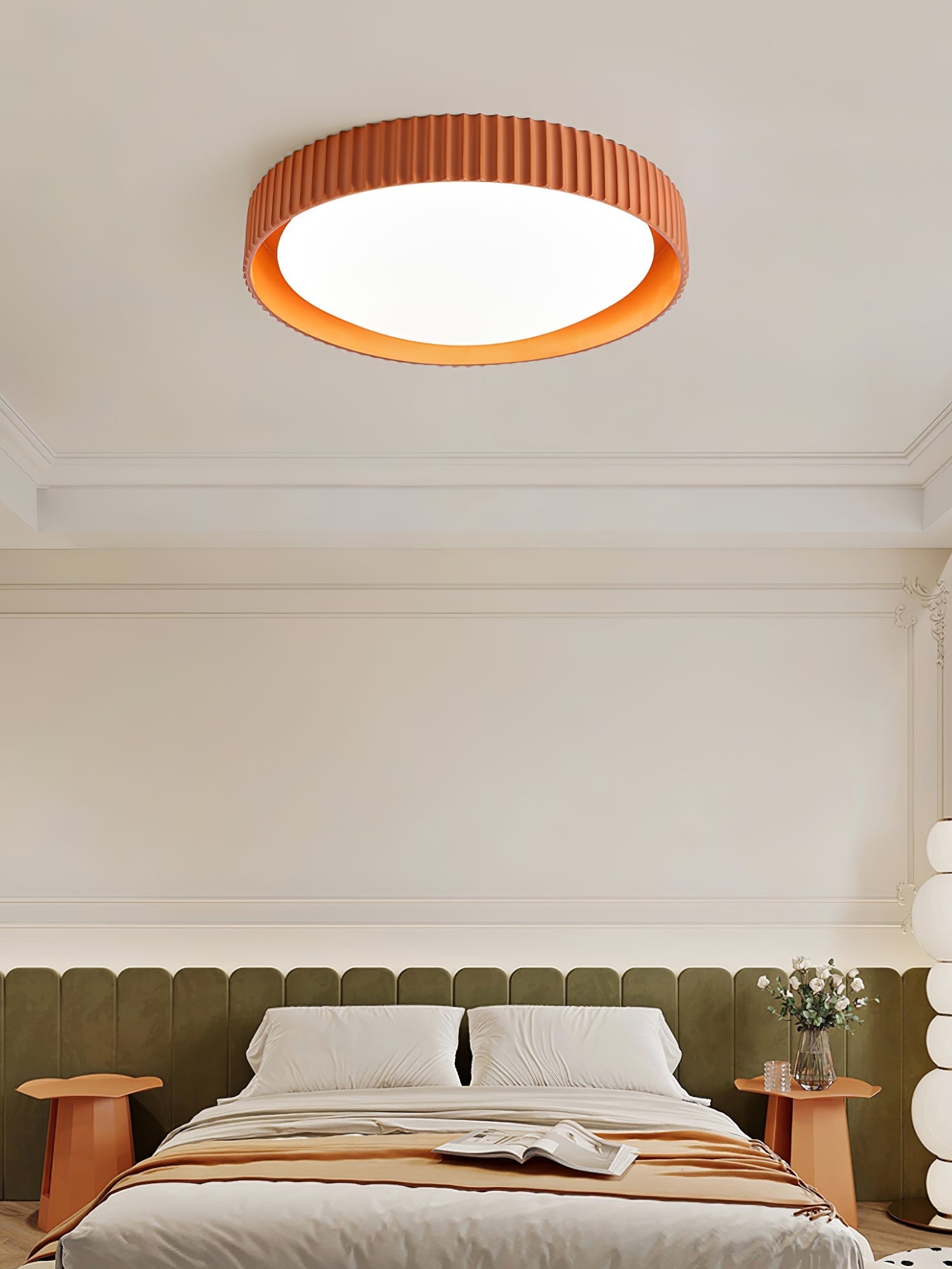 Moderne Plafondlamp Ribbed – Acryl Kap met Harsframe – Warm/Neutraal/Koel Licht – Ø46cm – Oranje, Grijs of Blauw | Sansoti