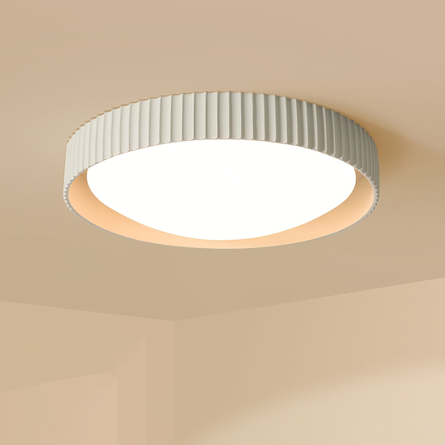 Moderne Plafondlamp Ribbed – Acryl Kap met Harsframe – Warm/Neutraal/Koel Licht – Ø46cm – Oranje, Grijs of Blauw | Sansoti