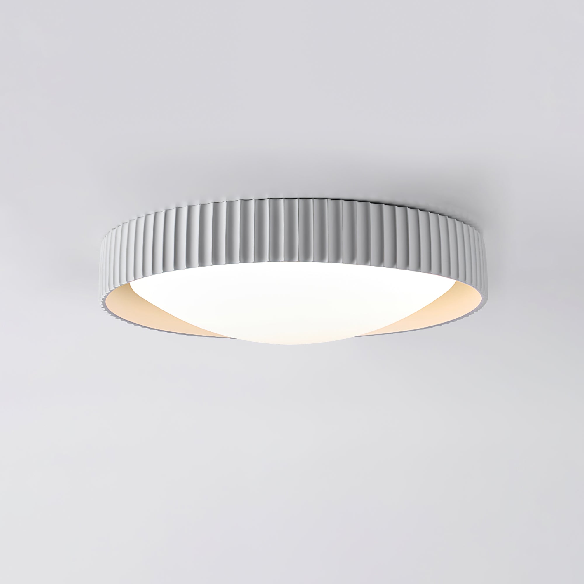 Moderne Plafondlamp Ribbed – Acryl Kap met Harsframe – Warm/Neutraal/Koel Licht – Ø46cm – Oranje, Grijs of Blauw | Sansoti