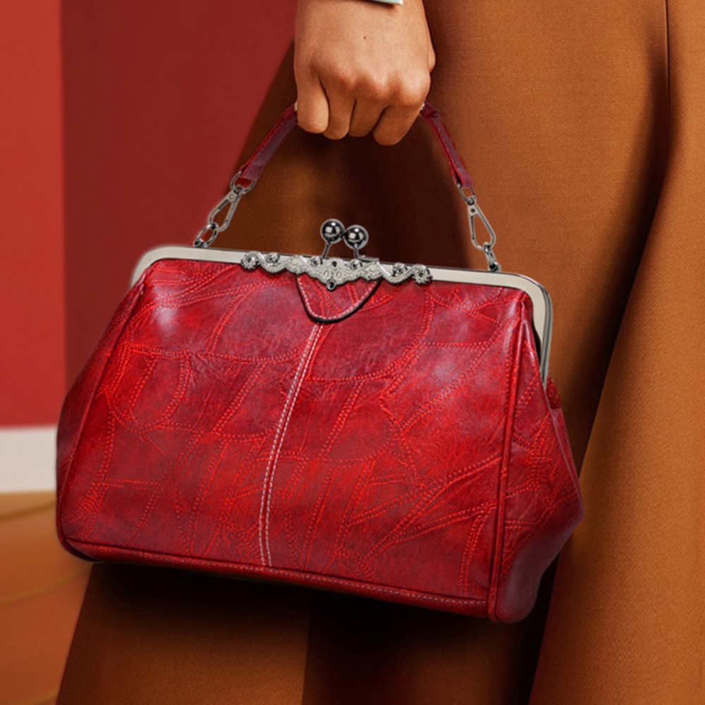Vintage Handtas met Kliksluiting Retro Clutch Dames Avondtas Feesttas Schoudertas Elegant Design Bruin Zwart | Sansoti