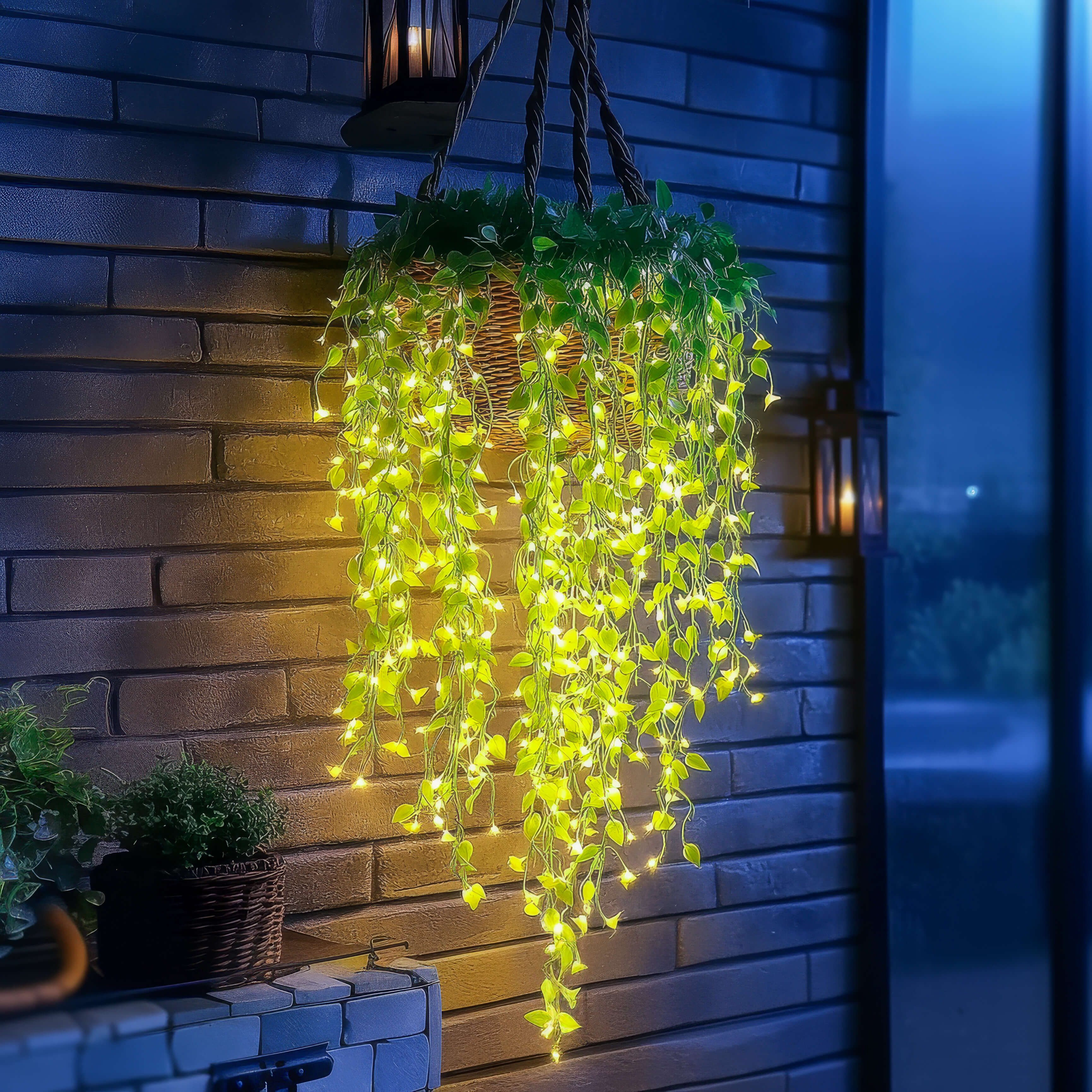 LED-Bloetenrank 3 meter Warmwit Tuin Sfeerlamp Decoratieve Kunstbloemen Groen Lichtsnoer Batterij & USB | Sansoti