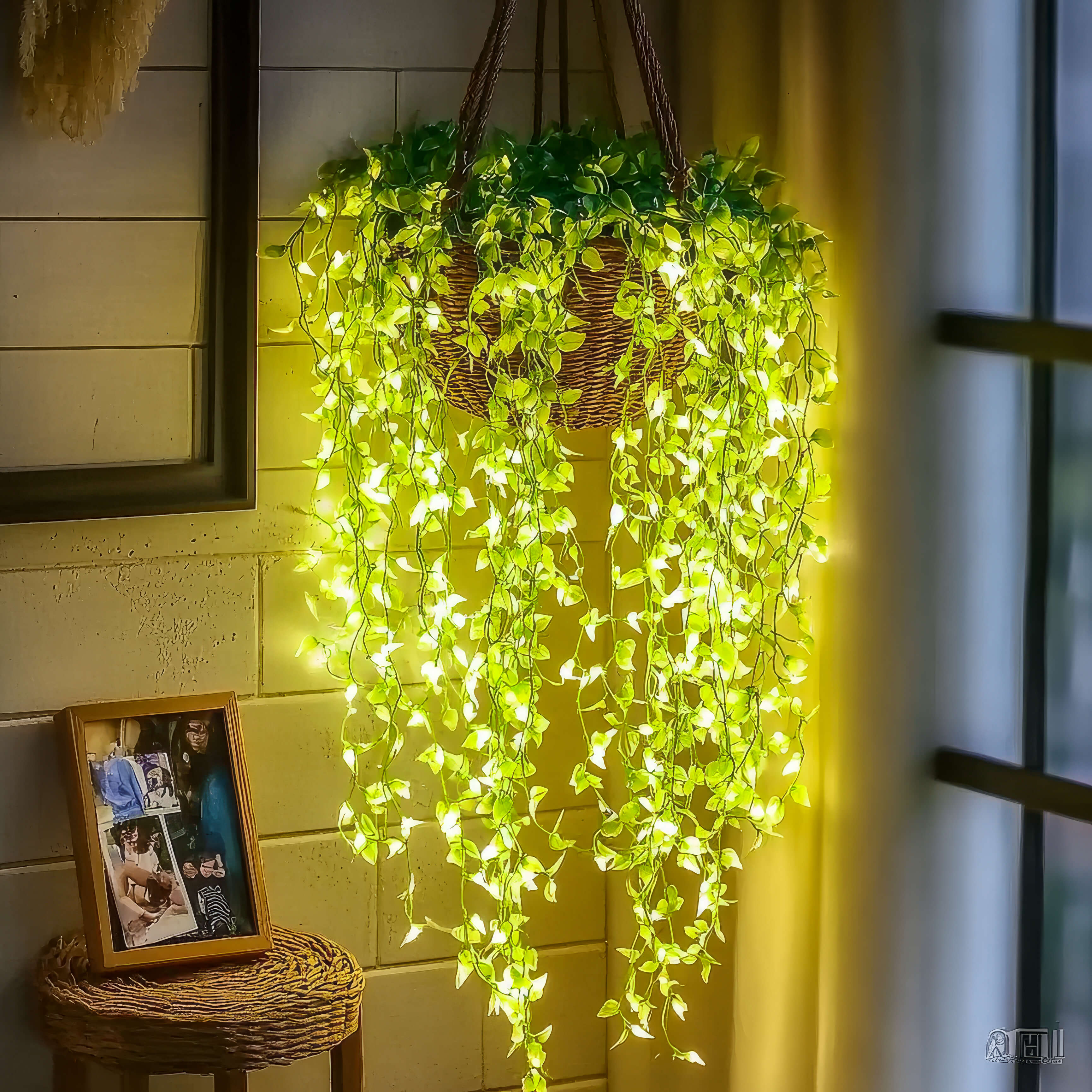 LED-Bloetenrank 3 meter Warmwit Tuin Sfeerlamp Decoratieve Kunstbloemen Groen Lichtsnoer Batterij & USB | Sansoti