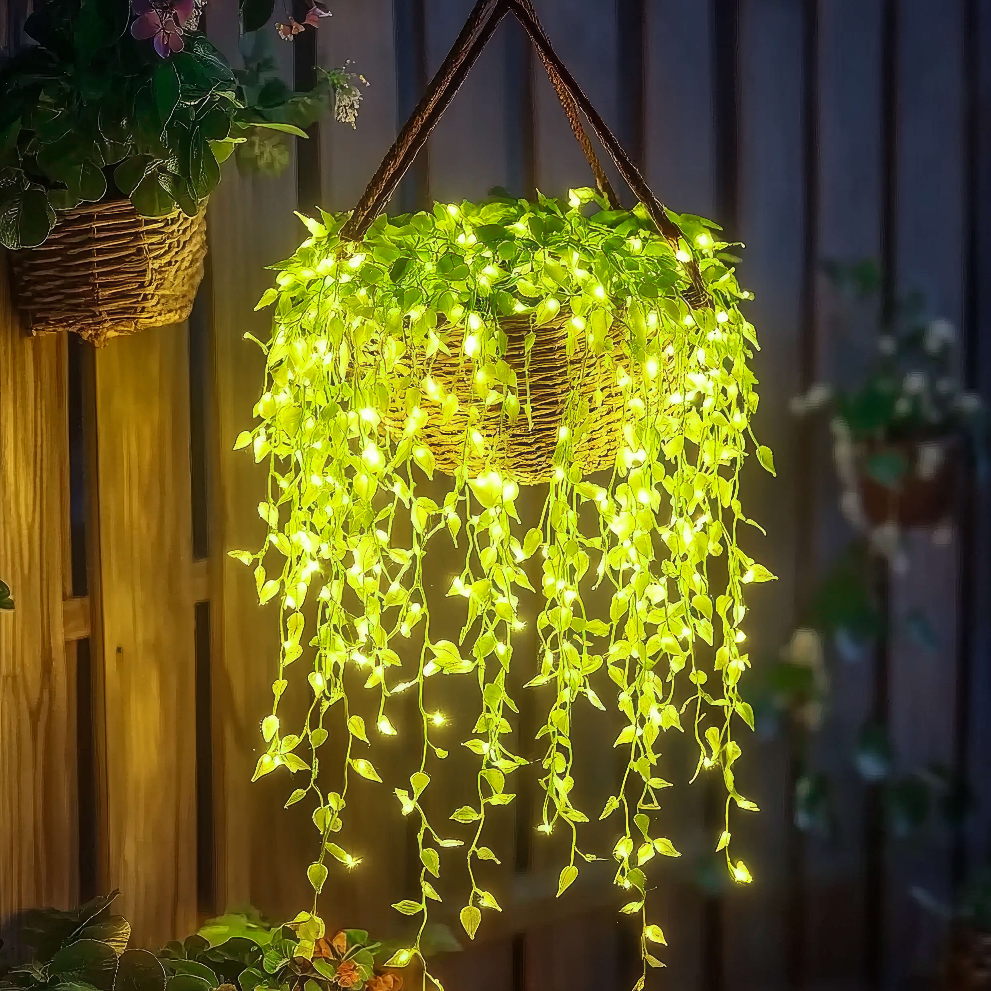 LED-Bloetenrank 3 meter Warmwit Tuin Sfeerlamp Decoratieve Kunstbloemen Groen Lichtsnoer Batterij & USB | Sansoti