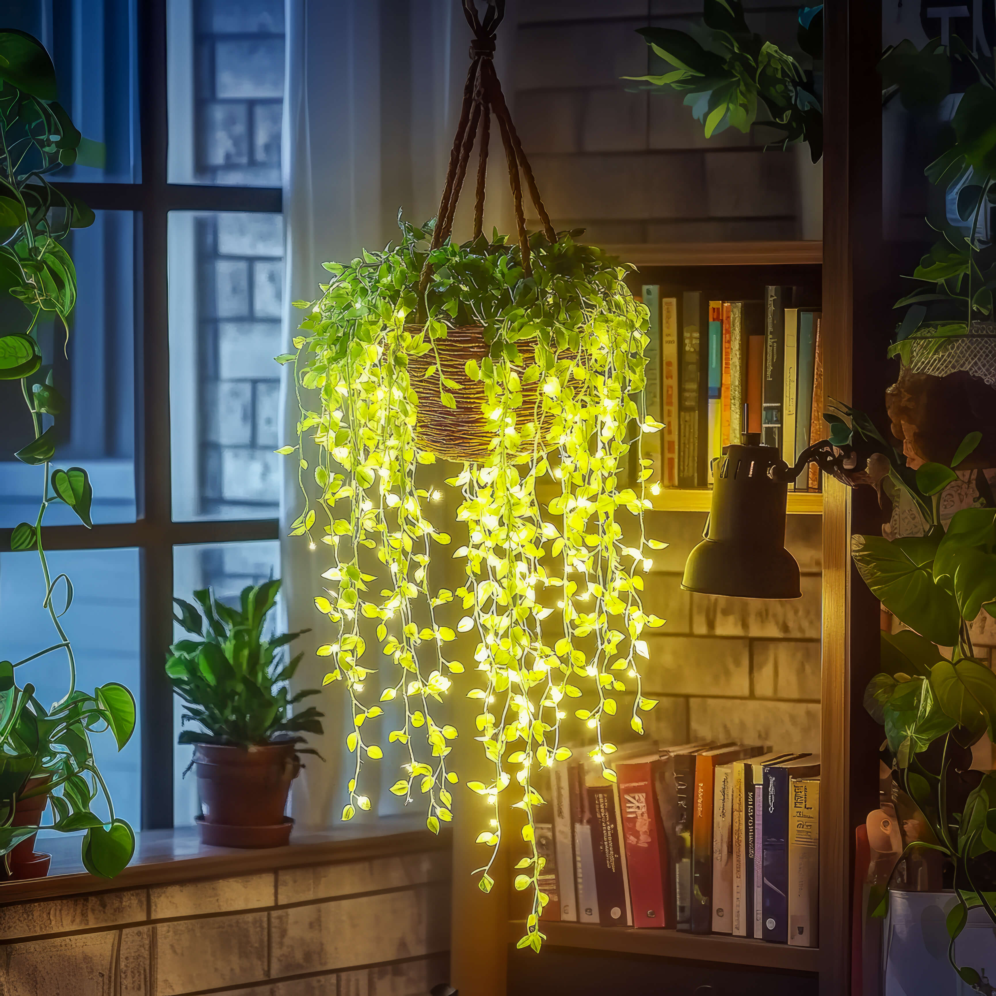 LED-Bloetenrank 3 meter Warmwit Tuin Sfeerlamp Decoratieve Kunstbloemen Groen Lichtsnoer Batterij & USB | Sansoti