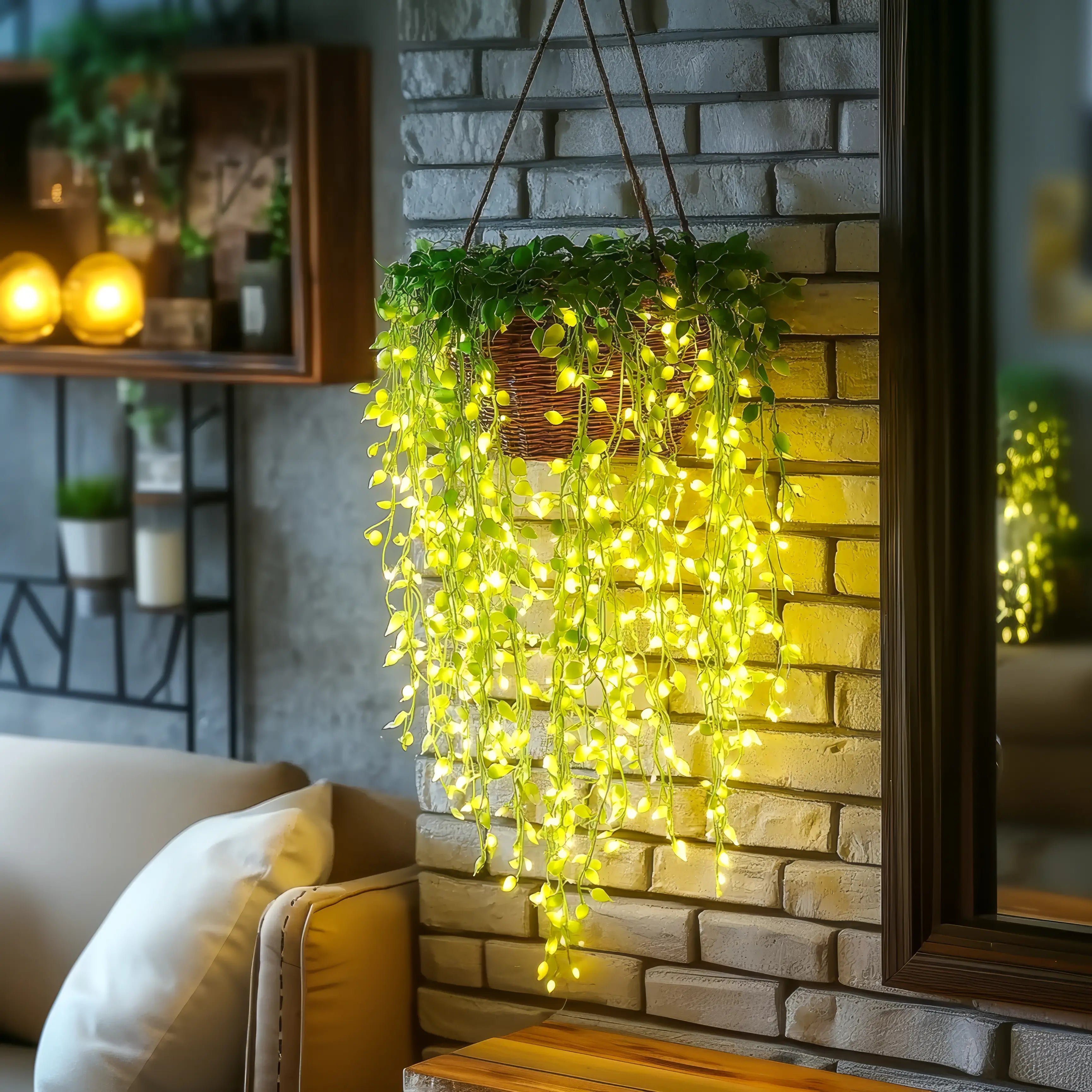 LED-Bloetenrank 3 meter Warmwit Tuin Sfeerlamp Decoratieve Kunstbloemen Groen Lichtsnoer Batterij & USB | Sansoti