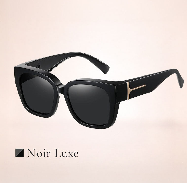 Clip-On Sunglasses with UV Protection for Prescription Glasses, Fit-Over, Polarized, Luxury Design, Black Bordeaux | Sansoti