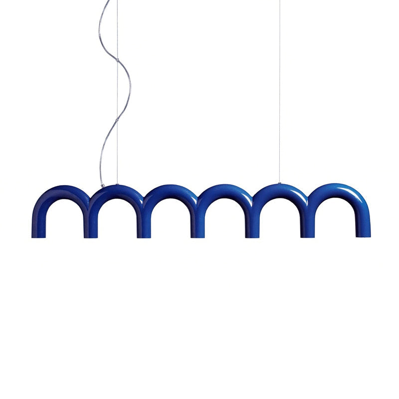 Moderne Kroonluchter met Cirkelvormige M-Bogen – 4, 7 of 9 Lichtpunten in Wit, Zwart of Blauw | Sansoti