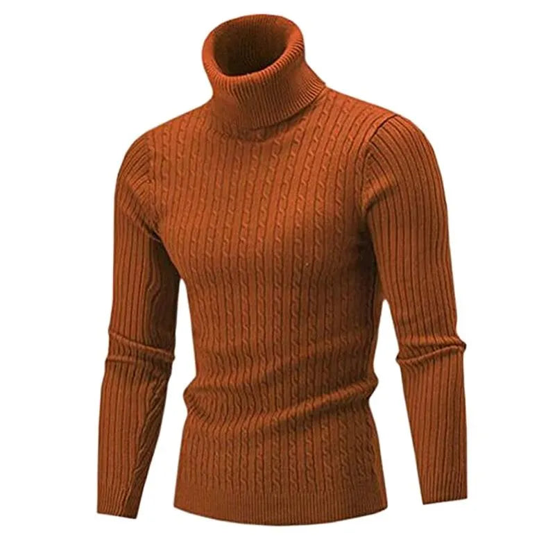 Coltrui Heren Kabelbreisel Geribbeld Opstaande Kraag Slim Fit Warme Wintertrui Elastisch Gebreide Pullover | Sansoti