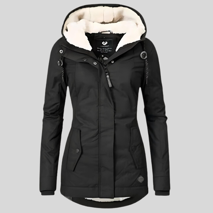 Padded Women's Winter Coat with Hood, Warm Lining, Long Parka, Water-Repellent, Windproof | Sansoti