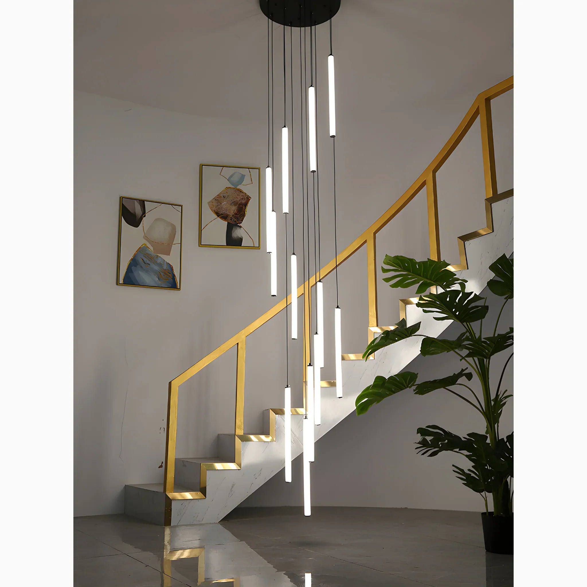 Suspension escalier plafond haut spirale LED multi-lumières moderne | Restfield