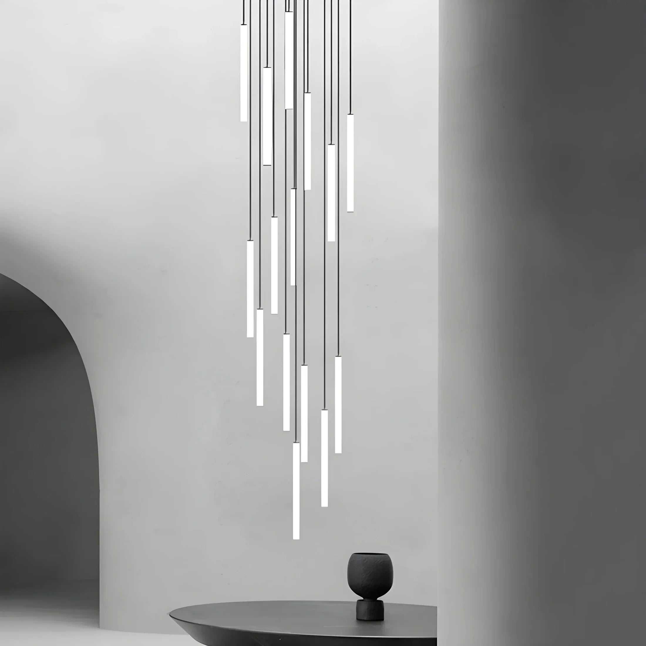 Suspension escalier plafond haut spirale LED multi-lumières moderne | Restfield