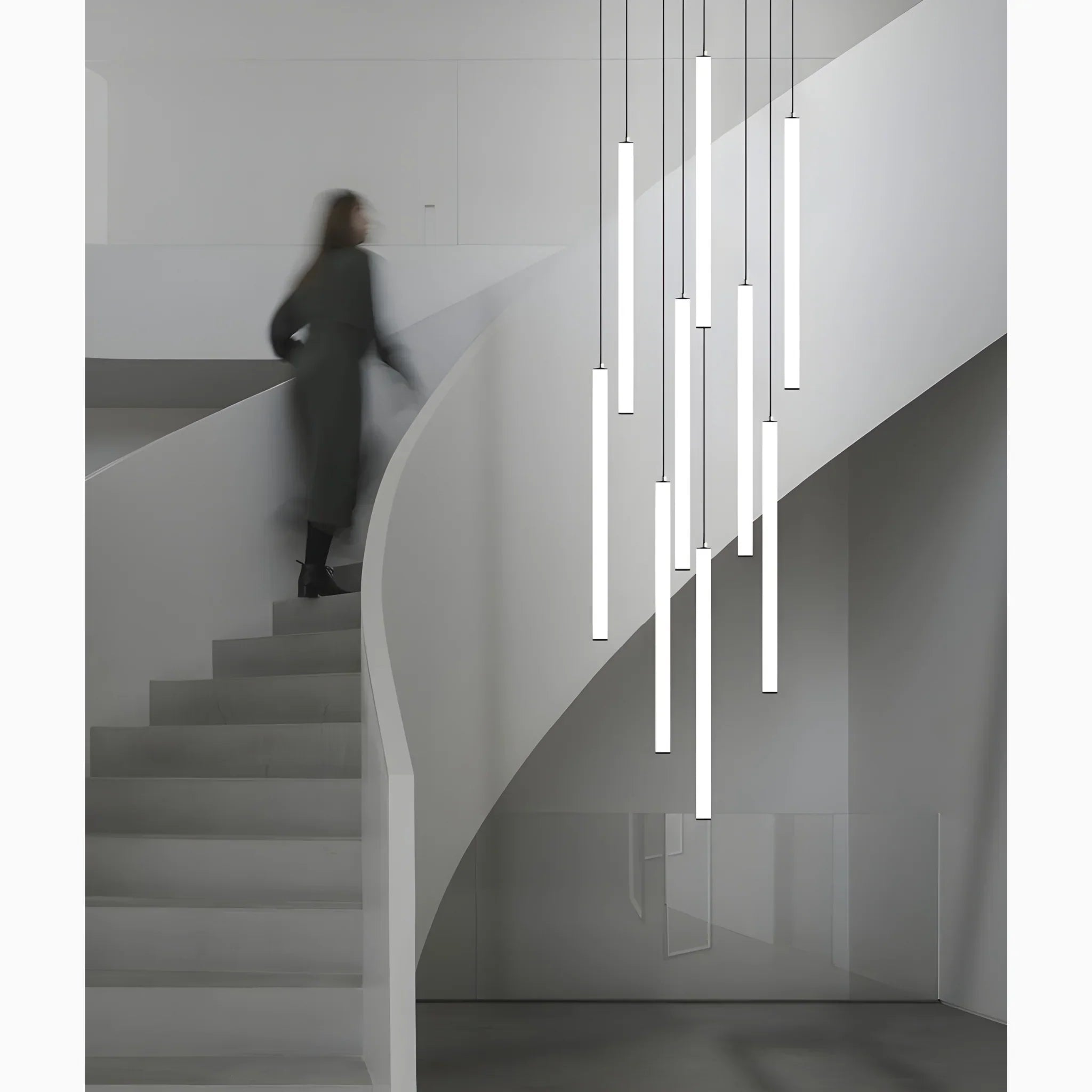 Suspension escalier plafond haut spirale LED multi-lumières moderne | Restfield