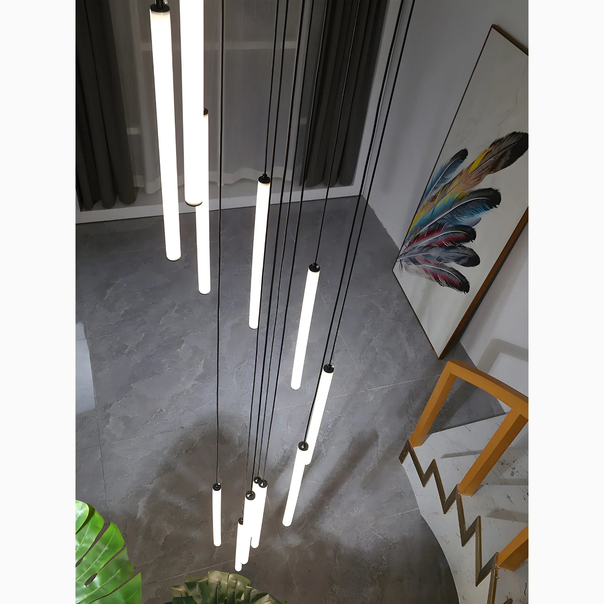 Suspension escalier plafond haut spirale LED multi-lumières moderne | Restfield