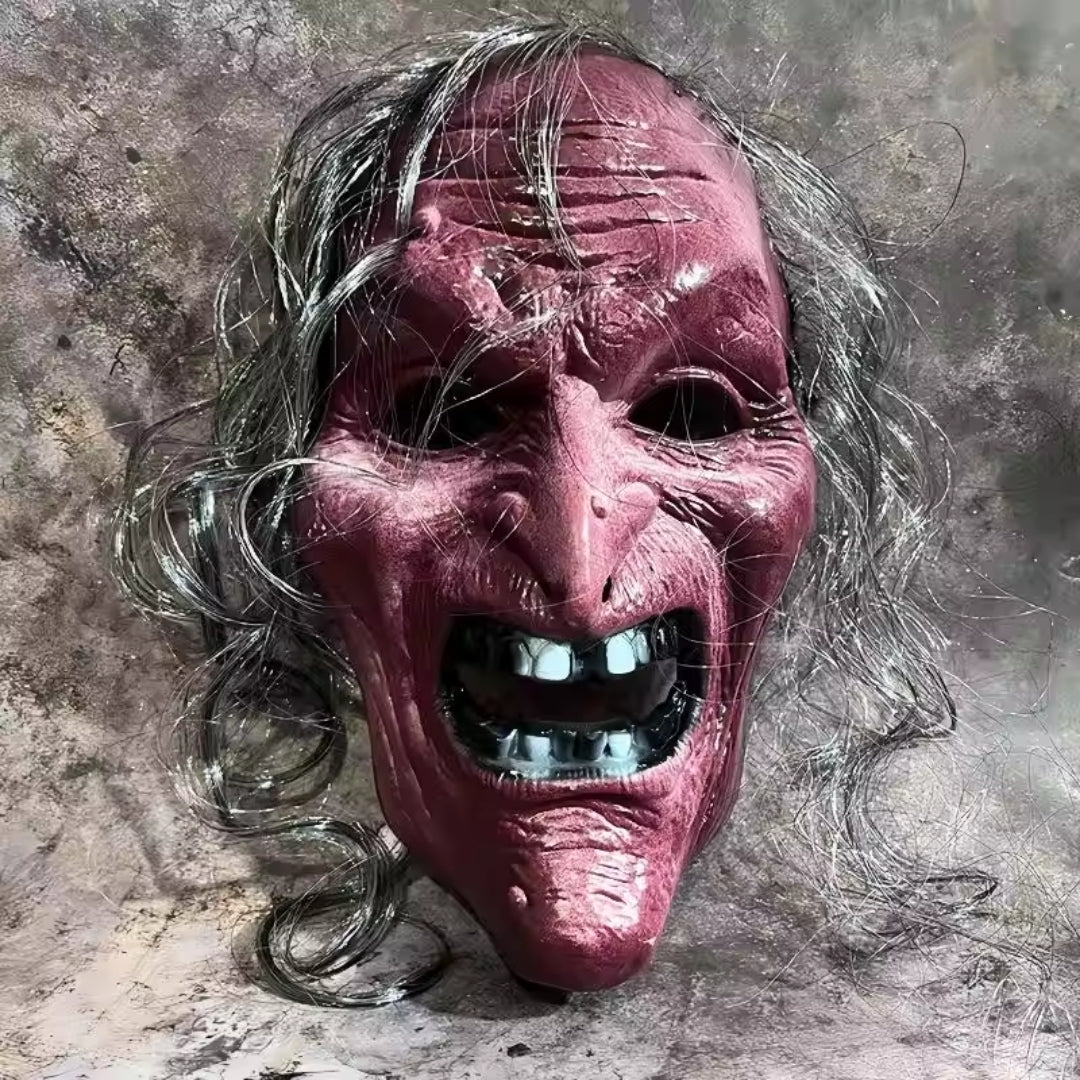 Hexenmaske für Halloween, grün-rot, Horror-Kostümmaske für Partys, mysteriöses Zauberinnen-Gesicht für Verkleidungen | Sansoti