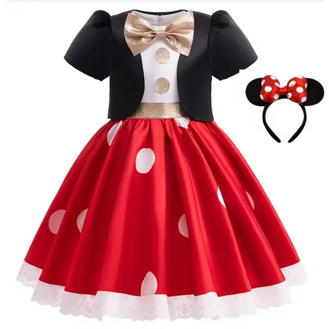 Cartoon Mouse Dress-Up Costume for Children, Polka-Dot Costume, Party, Halloween, Carnival, Unisex Outfit, Jumpsuit | Sansoti