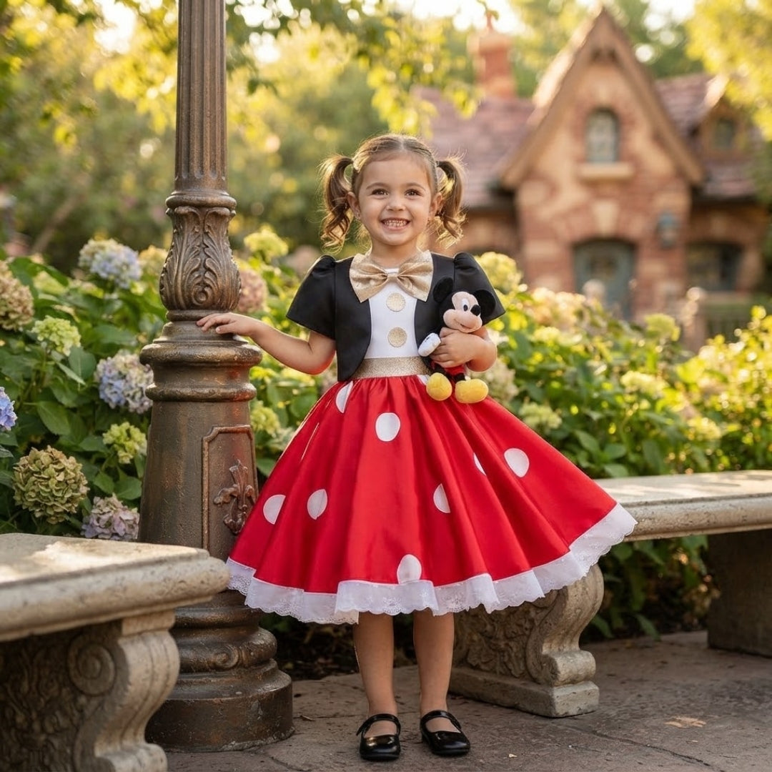 Cartoon Mouse Dress-Up Costume for Children, Polka-Dot Costume, Party, Halloween, Carnival, Unisex Outfit, Jumpsuit | Sansoti