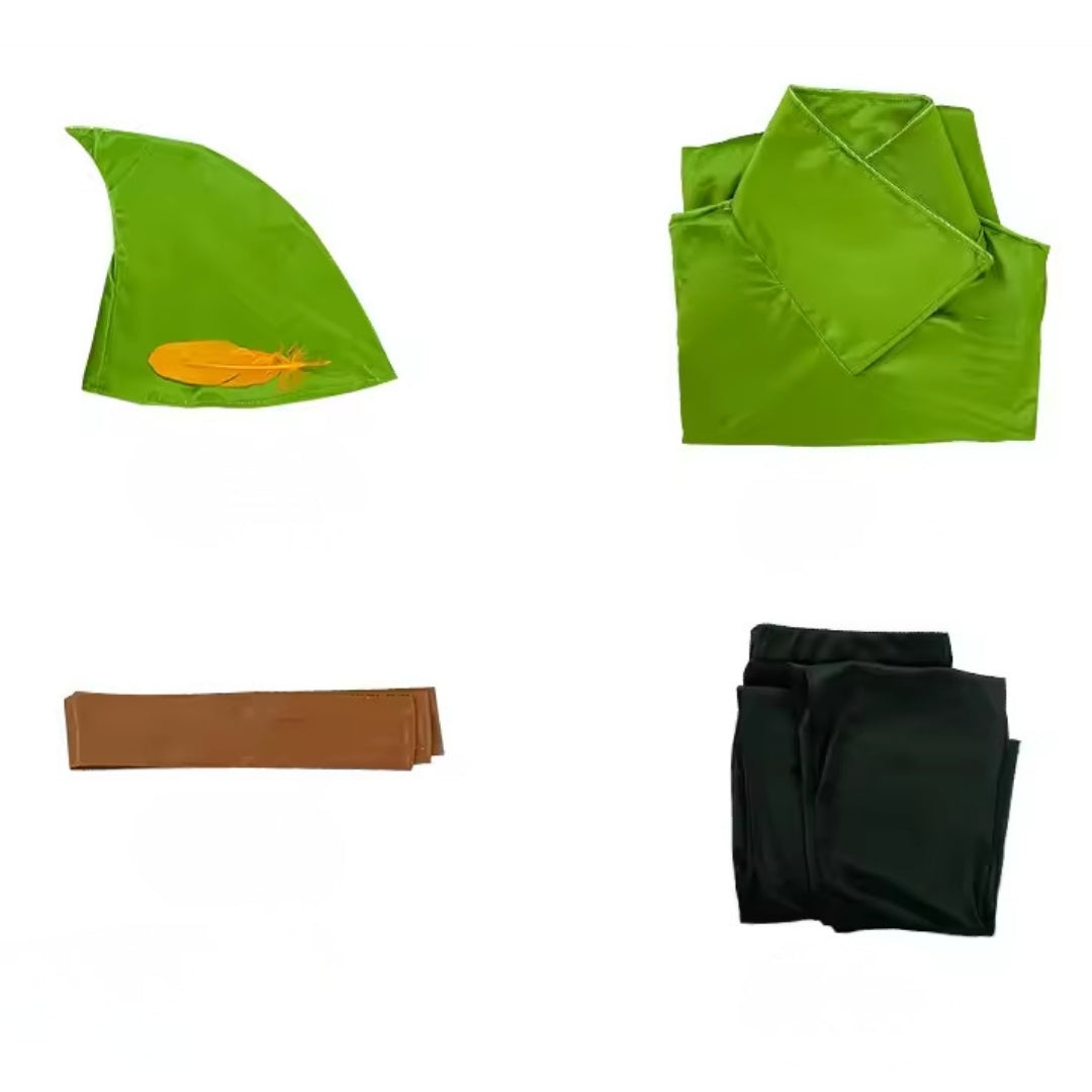 Fantasy Fairy-Tale Character Costume for Adults with Green Tunic and Trousers, Cosplay Fancy Dress for Carnival | Sansoti