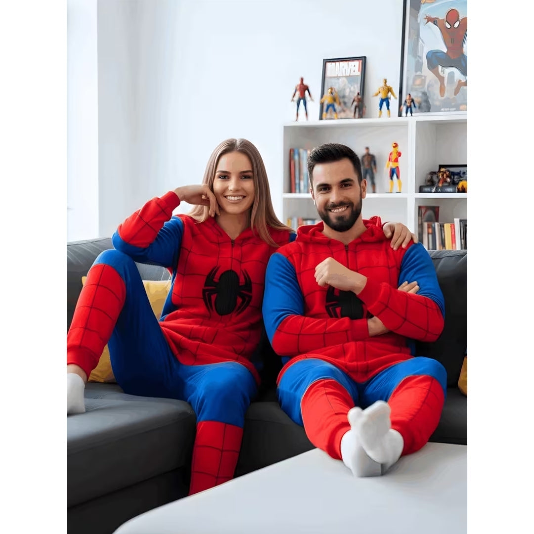 Superhelden Onesie met Capuchon voor Volwassenen – Pluche Kostuum Themafeest Cosplay Verkleedkleding Carnaval | Sansoti