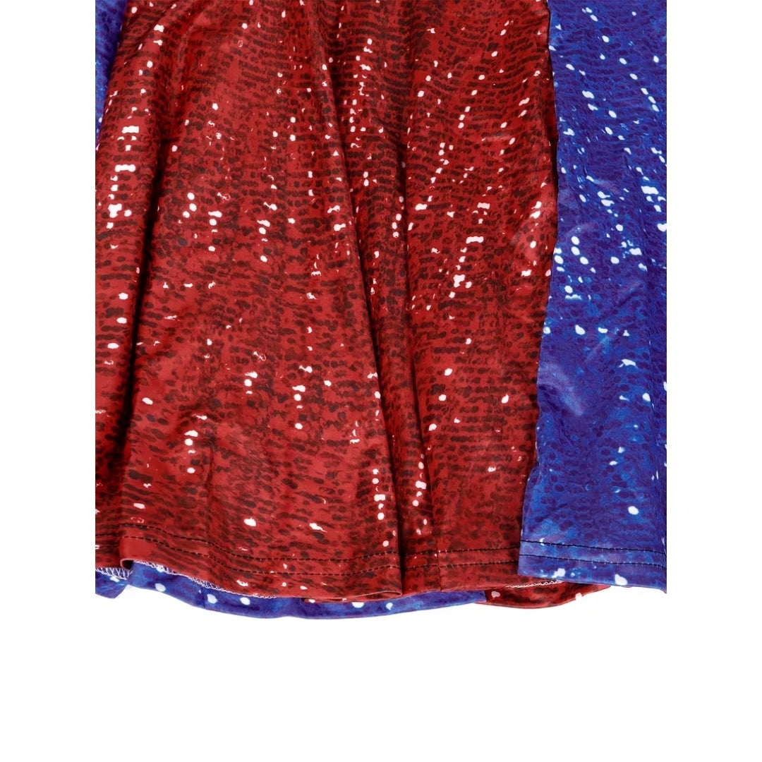 Pleated Two-Tone Cosplay Skirt Blue Red Costume for Parties Carnival Themed Events Anime | Sansoti