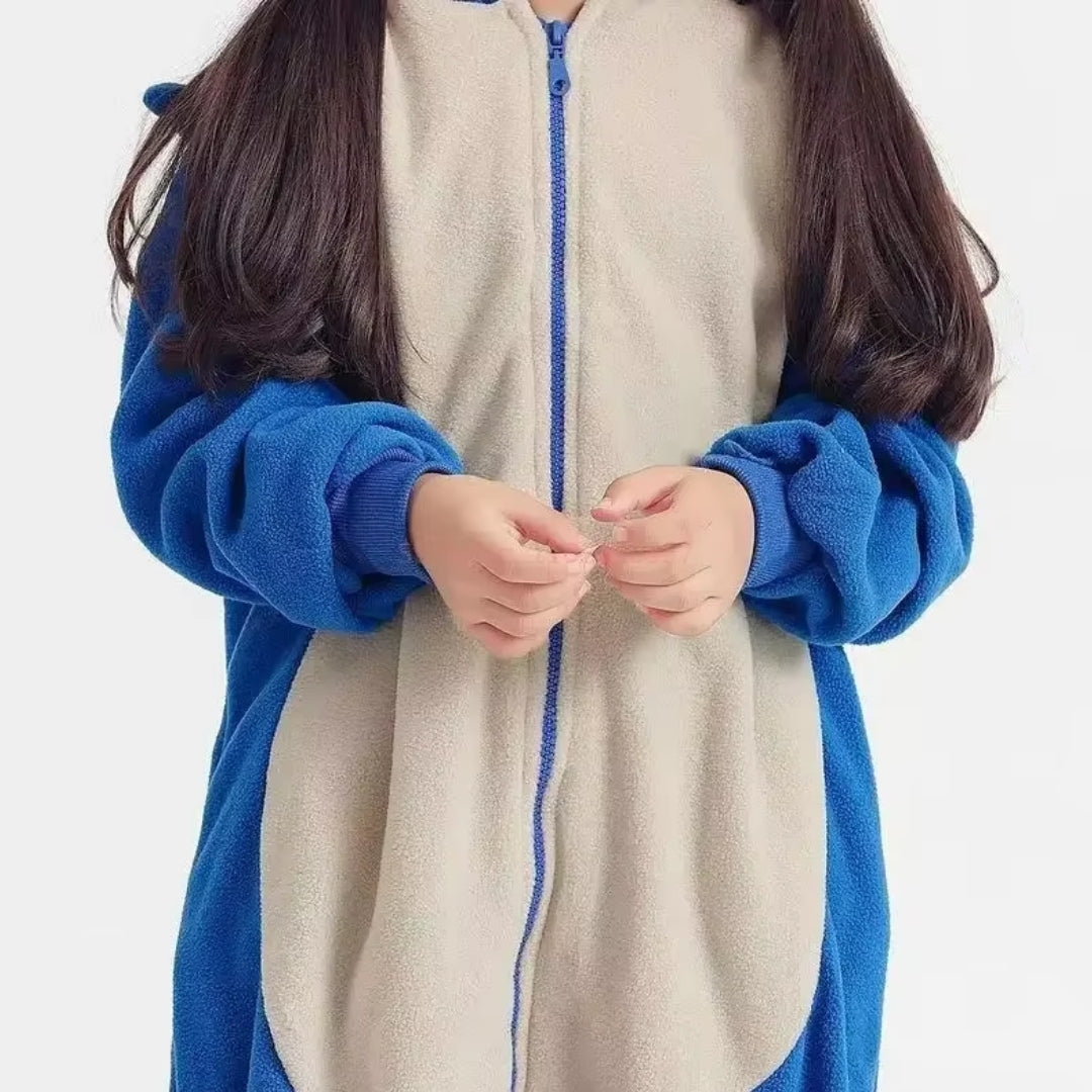 Pyjama grenouillère à motif pour enfants unisexe en flanelle de polyester, costume de cosplay pour Halloween, tenue de déguisement et vêtement de nuit | Sansoti