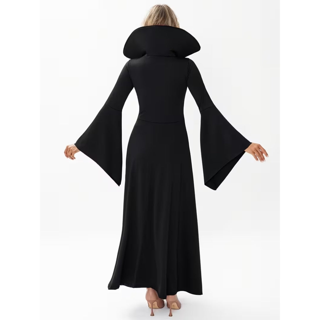 Vampierjurk Gothic Stijl Hoge Kraag Veterdetails Halloween Cosplay Feesten Zwart Victoriaans Kostuum | Sansoti