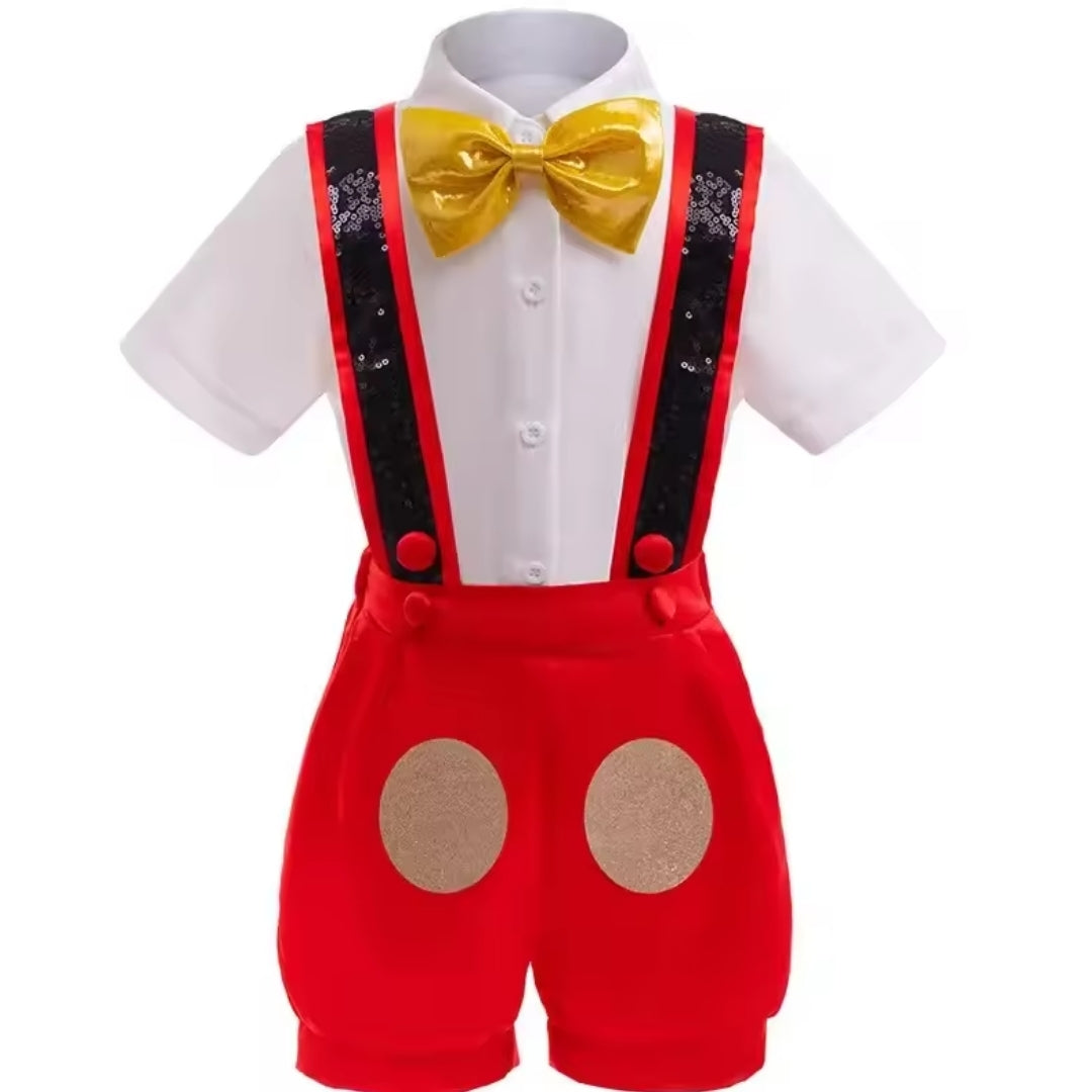 Three-Piece Mouse Costume for Children - Polyester Dress-Up Set with Tail 1-7 Years Halloween Party Carnival | Sansoti