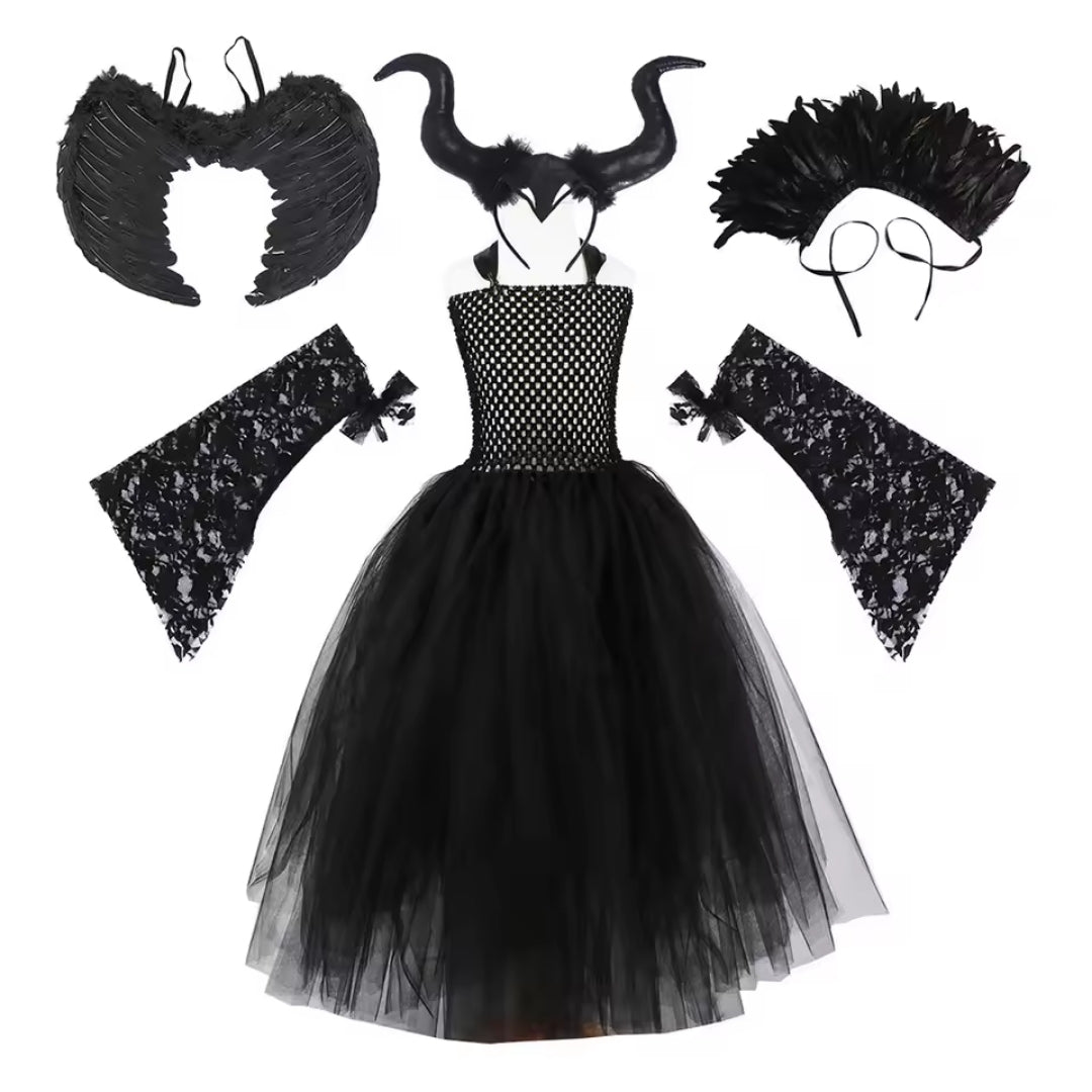 Gothic Prinsessenjurk Meisjes Tutu Zwart Enkellang Kostuum Verkleedjurk Carnaval Feest Halloween Verjaardag | Sansoti