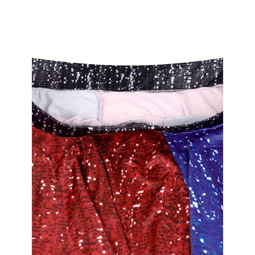 Pleated Two-Tone Cosplay Skirt Blue Red Costume for Parties Carnival Themed Events Anime | Sansoti