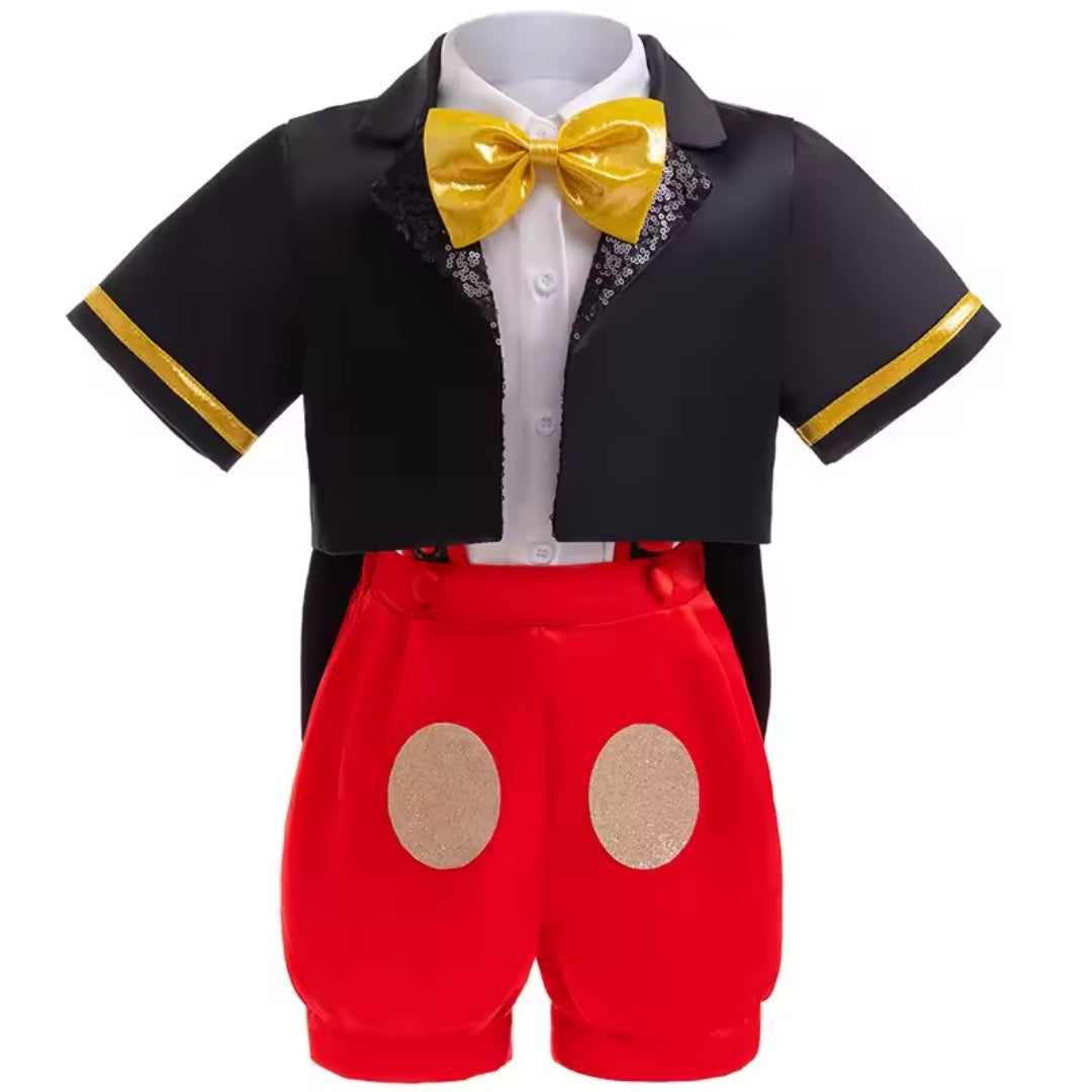 Cartoon Mouse Dress-Up Costume for Children, Polka-Dot Costume, Party, Halloween, Carnival, Unisex Outfit, Jumpsuit | Sansoti