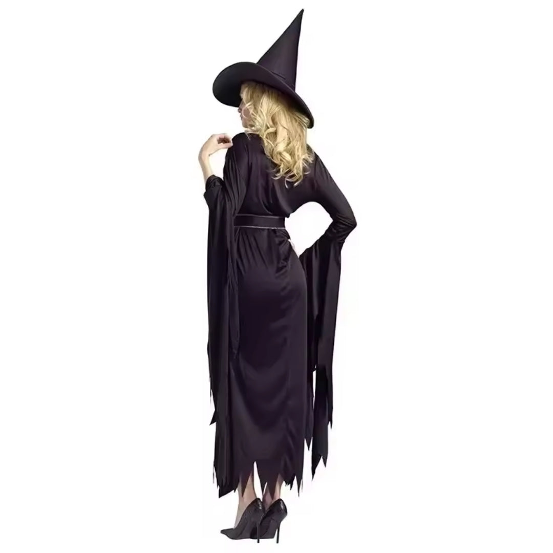 Fantasy Heksenjurk Volwassenen Zwart Polyester Verkleedkostuum Carnaval Halloween Themafeesten Feestkleding | Sansoti