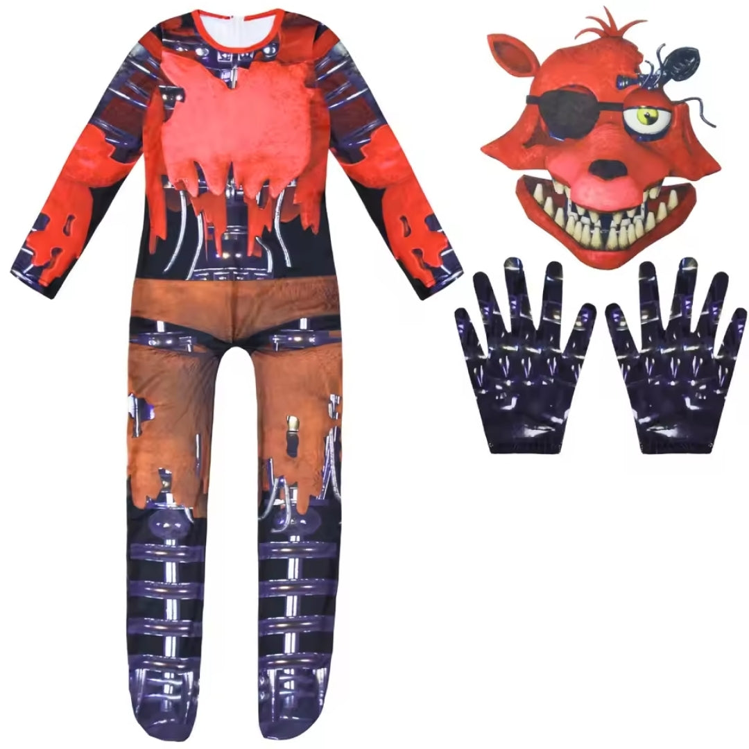 Griezelkostuum Animatronickonijn voor Kinderen met Masker Handschoenen Halloween Speelgoedverkleedset | Sansoti