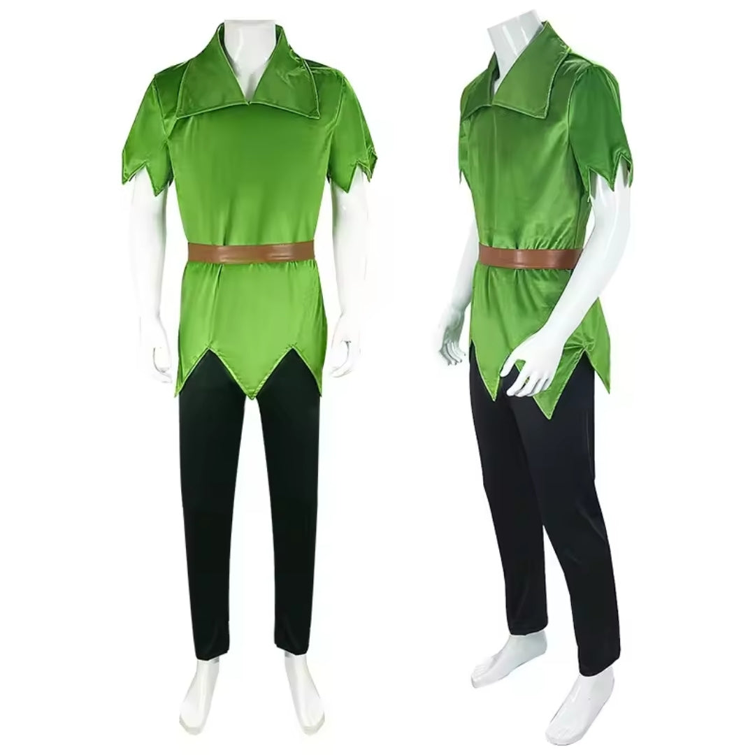 Fantasy Fairy-Tale Character Costume for Adults with Green Tunic and Trousers, Cosplay Fancy Dress for Carnival | Sansoti
