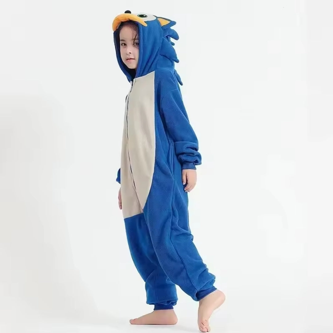 Pyjama grenouillère à motif pour enfants unisexe en flanelle de polyester, costume de cosplay pour Halloween, tenue de déguisement et vêtement de nuit | Sansoti
