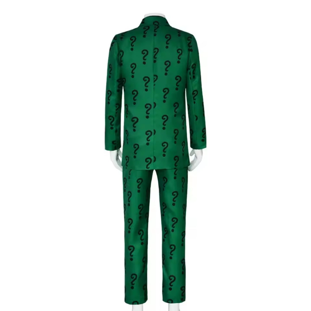 Riddler Verkleedpak Heren Compleet Set Groen Polyester Jas Broek Hoed Halloween Carnaval Cosplay Feest | Sansoti