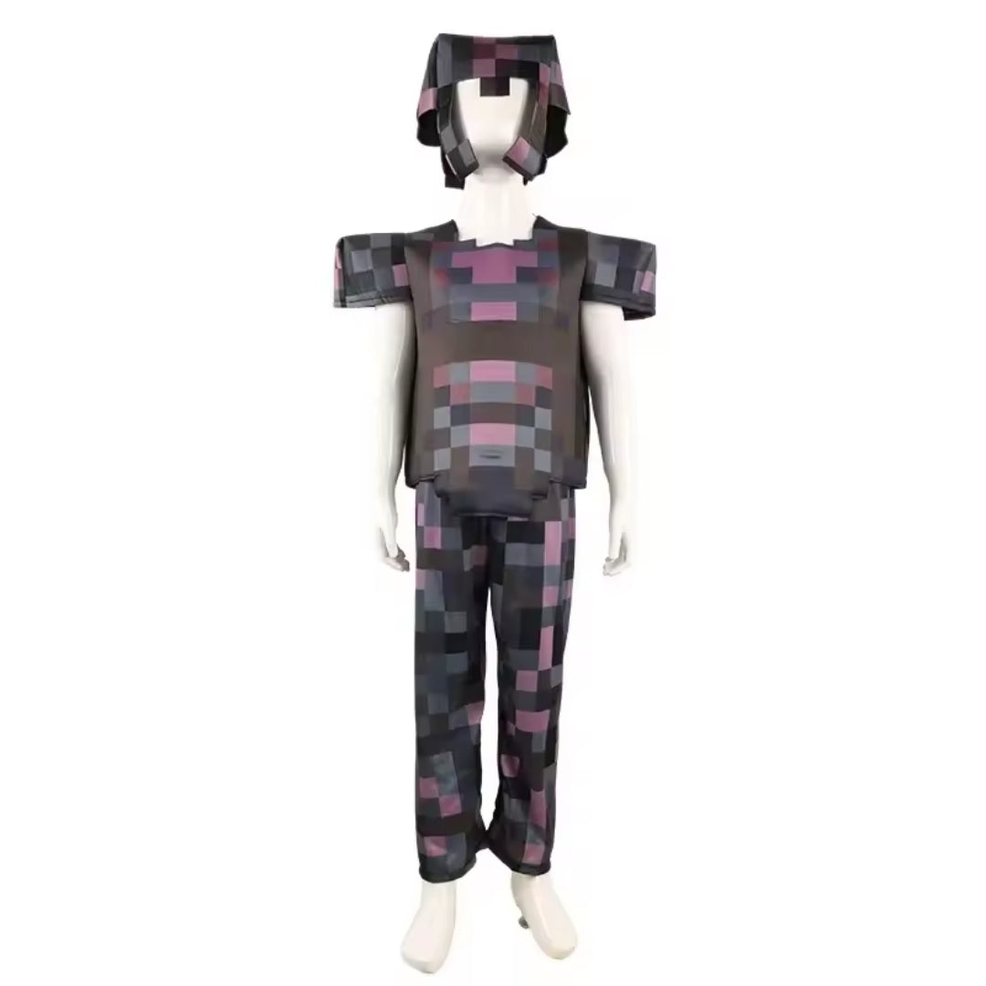 Blokkenwereld Verkleedkostuum Kind Polyester Pixelstijl Gaming Thema Carnaval Halloween Feest Cosplay | Sansoti