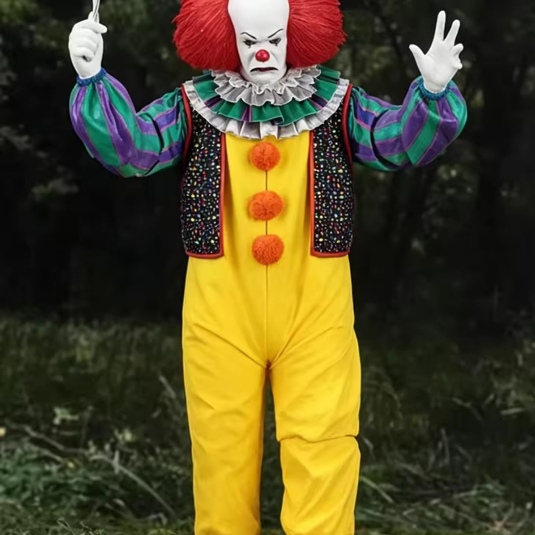 Horror Clown Costume for Children and Adults – Halloween Cosplay Dress-Up Outfit with Mask and Accessories | Sansoti